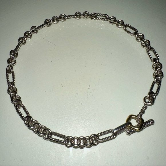 David Yurman Sterling Silver and 18k Gold Figaro Chain Necklace - Picture 4 of 7